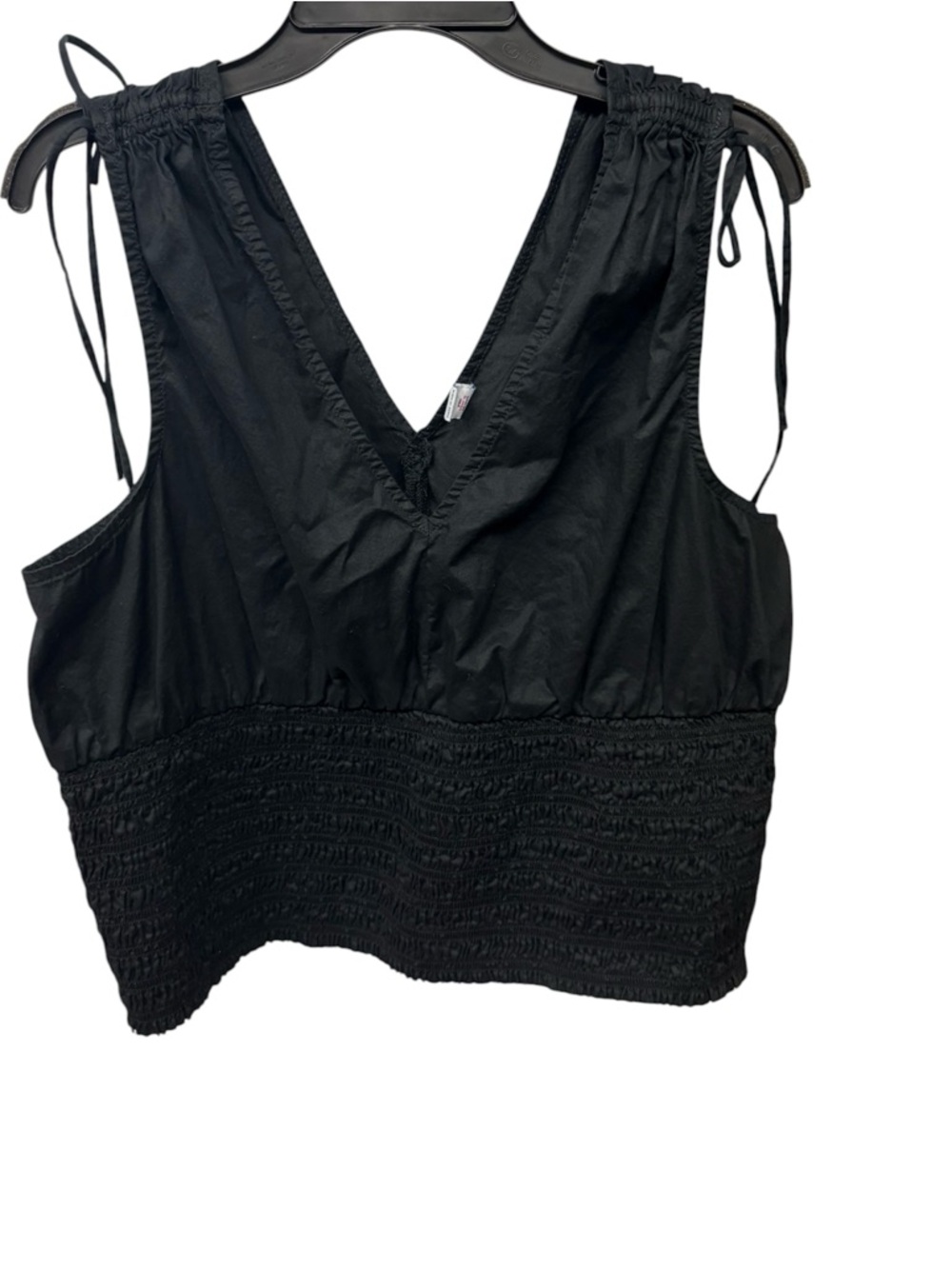 Old Navy Black Fitted Sleeveless V-Neck Tie-Shoulder Blouse Top XL - Picture 2 of 5